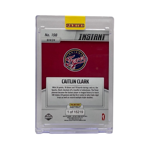 Caitlin Clark RC + M 2024 Panini Instant "Milestone" #198 Indiana Fever Rookie - Picture 3 of 3